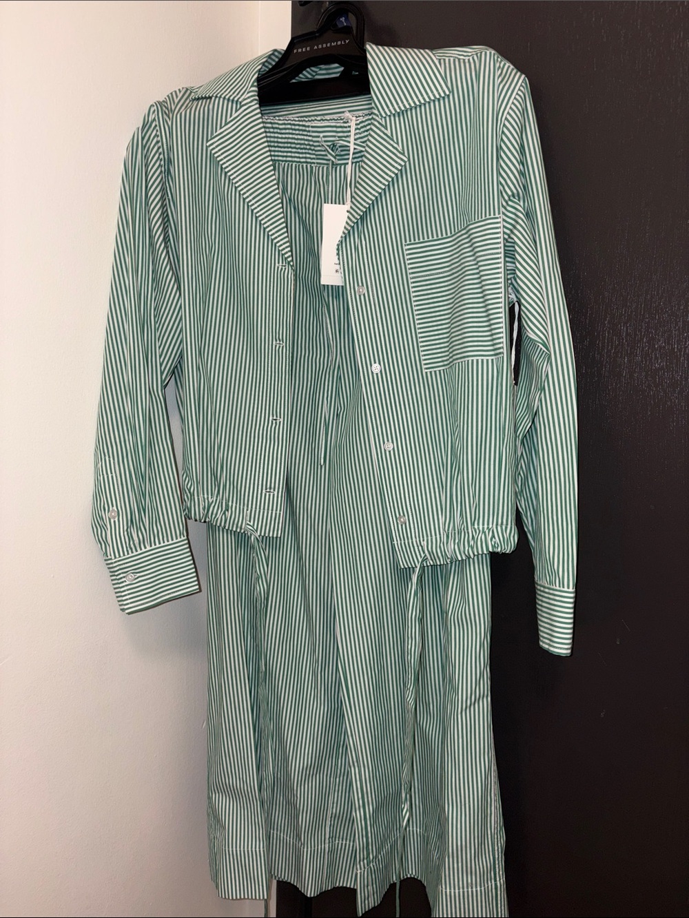 Striped Green Women’s Pajama-Style Pantsuit